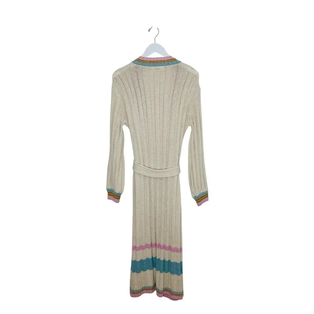 L*Space Ivy Cardigan Duster M/L Open Knit Long Stripe Pastel NWT $198 - Picture 3 of 5